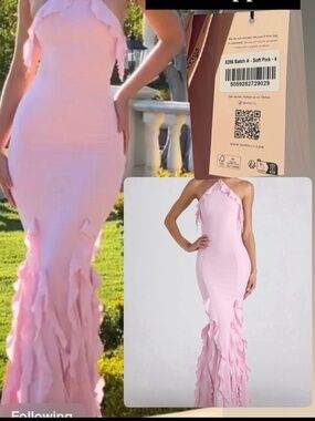 Oh polly pink ruffle maxi dress